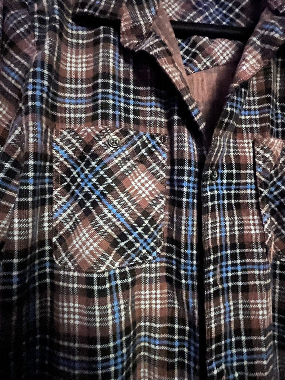 Volcom Brown Blue Black and White Plaid Button-Up Shirt